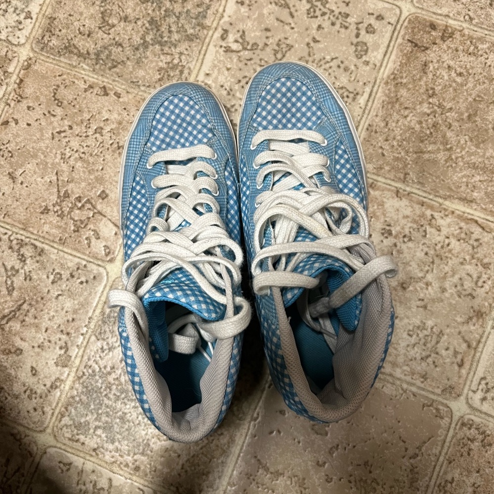 Nike Blue and White Checkered Flats